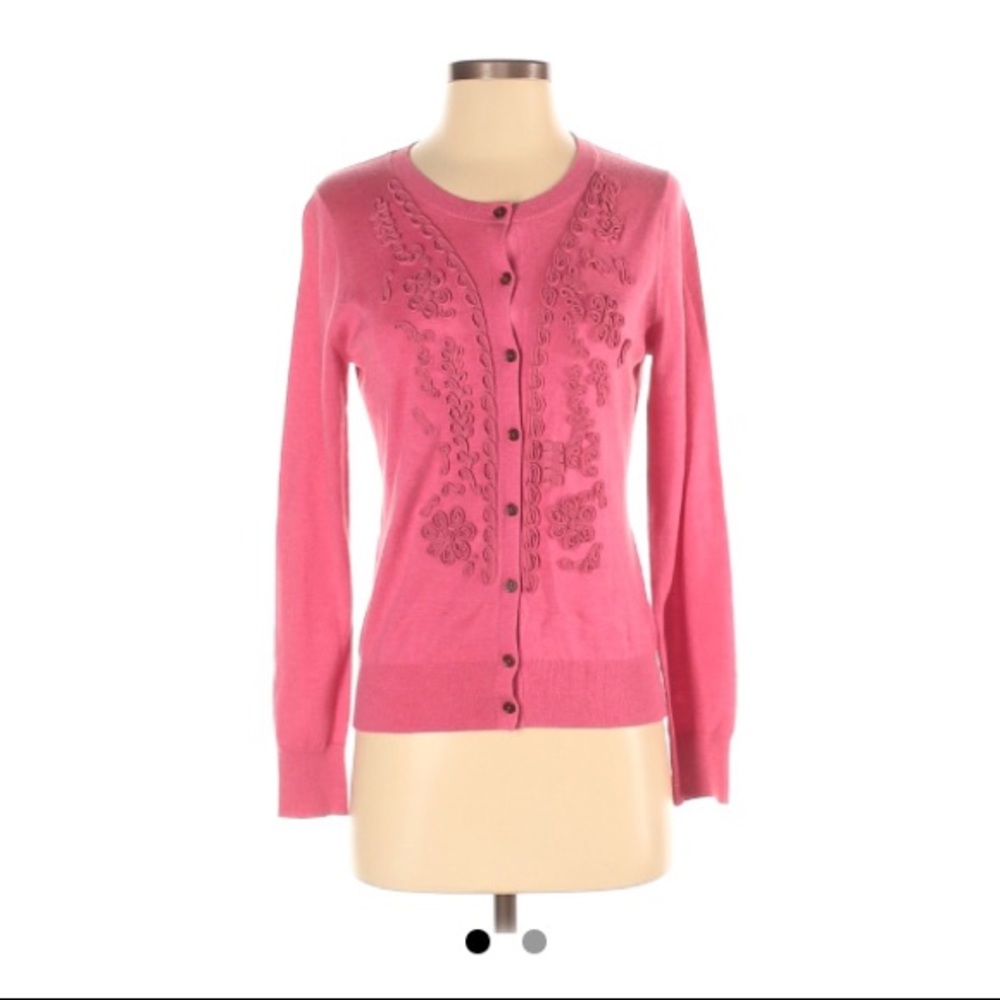 Banana republic button up pink floral cardigan silk blend